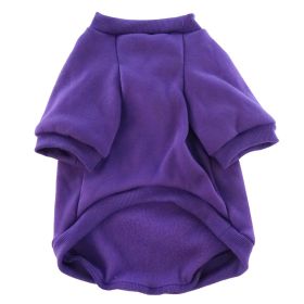 Pet Clothes Fleece-lined Thickened Solid Color Hoodie (Option: Purple-XS)