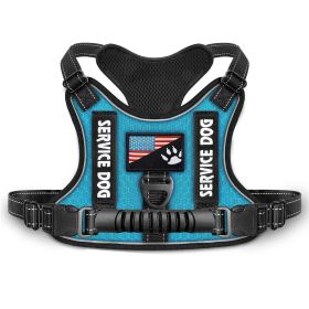 Shock Absorption Comfortable Night Vision Reflective Pet Harness Dog Vest Traction Chest Strap (Option: Blue-XL)